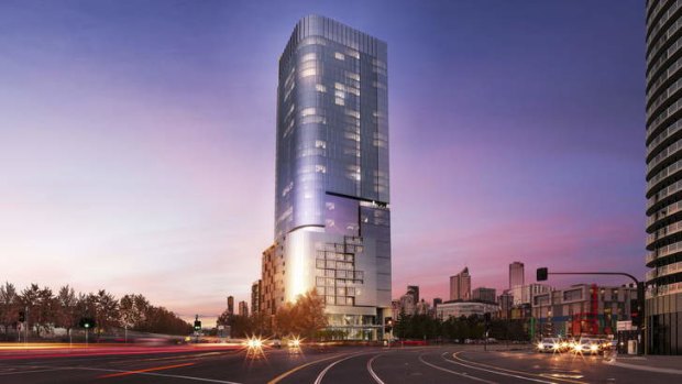 An artist's impression of the 37-level tower approved for the Digital Harbour precinct.