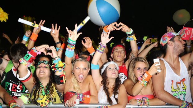 Fans at the Electric Daisy Carnival at Las Vegas Motor Speedway .