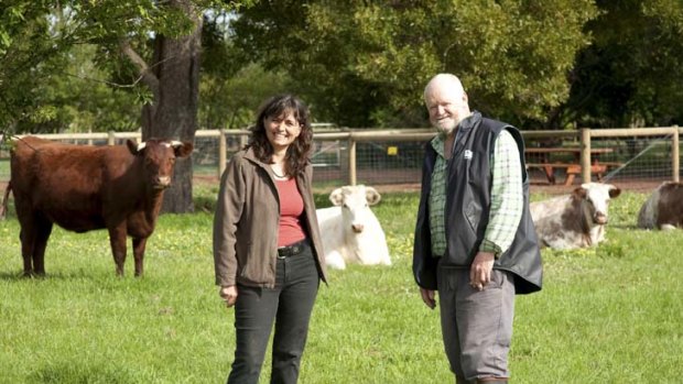 Fiona Chambers and Jim Phillips at Nehill Brothers Farm.