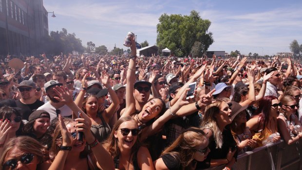 Crushed in and loving it. The crowd at Laneway on Saturday. 