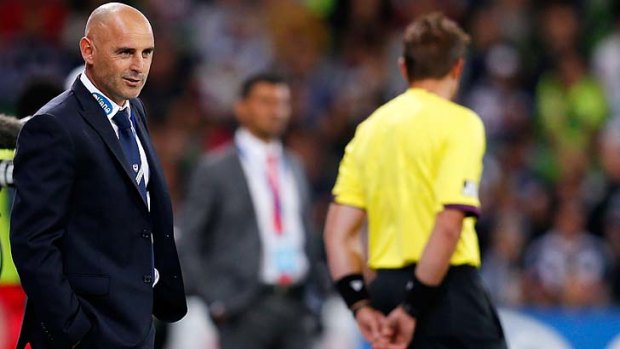 Kevin Muscat has reason to smile as watches the game on Saturday night.