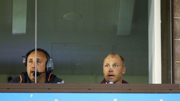 Favourite son: Manly coach Geoff Toovey looks on from the coaches box as the Sea Eagles beat the Sharks.