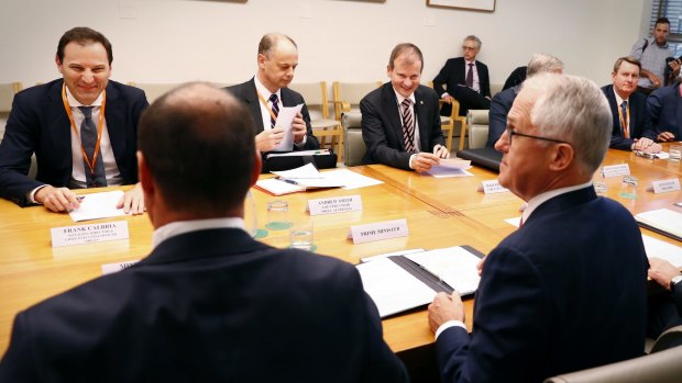 Malcolm Turnbull and Josh Frydenberg meeting gas industry chief executives  for crisis talks in March.