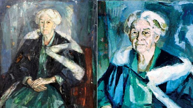 Mystery solved ... Judy Cassab's portait, left, and Elizabeth Skillen, right.