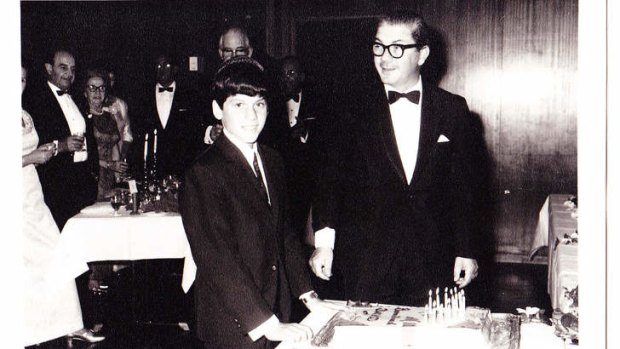 Coming of age: David Leser, aged 13 at his bar mitzvah in 1969 with his father Bernard.