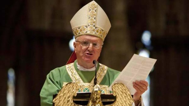 Melbourne Catholic Archbishop Denis Hart apologises at St Patrick's Cathedral for the catholic churche's sexual abuse. <i>Photo: Neil Bennett</i>
