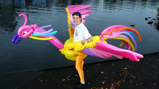 Nathan Green transforms into the balloon man for the Birdman Rally.