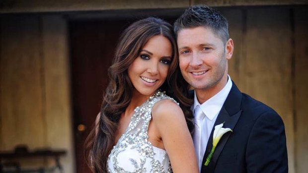 The happy couple ... Kyly Boldy and Michael Clarke.