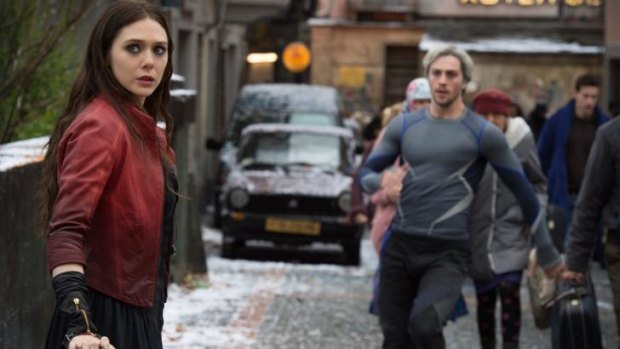 Power and speed: Scarlet Witch (Elizabeth Olsen) and Quicksilver (Aaron Taylor-Johnson) arrive for Avengers: Age of Ultron.
