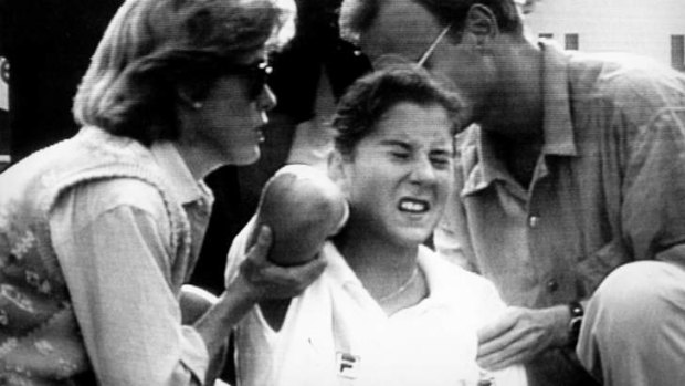 Life changing day: Monica Seles after being stabbed during a match in 1993.