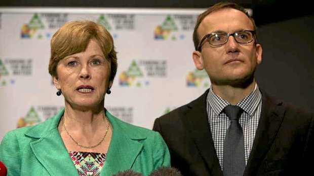 Under fire: Christine Milne with Adam Bandt.