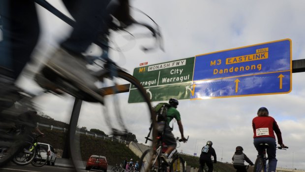 Cyclists enjoy the Eastlink Open day in June 2008.