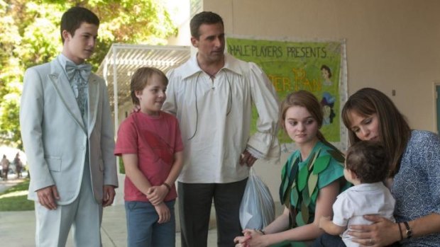 <i>Alexander and the Terrible, Horrible, No Good, Very Bad Day</i>: Anthony (Dylan Minnette), Alexander (Ed Oxenbould), Ben (Steve Carell), Emily (Kerris Dorsey) and Kelly (Jennifer Garner).  