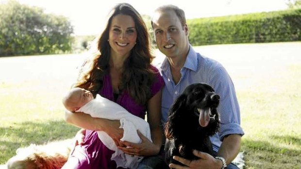 Britain's Prince William, the Duchess of Cambridge Kate Middleton and their son, Prince George.