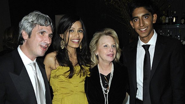 A-list clientele ... Ronni Chasen, second right, with Slumdog Millionaire stars Dev Patel and Freida Pinto at last year's Golden Globes party.