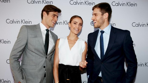 Zac and Jordan Stenmark with Rachael Finch at the Calvin Klein White Label launch.