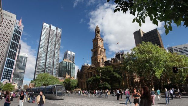 All change: Sydney town hall and George Street.