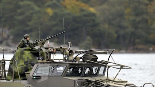 A Swedish Navy fast-attack craft patrols the Stockholm archipelago on Saturday.