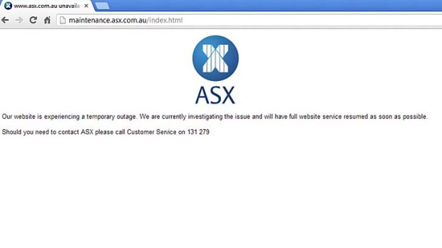 Down: the ASX website is experiencing an outage.