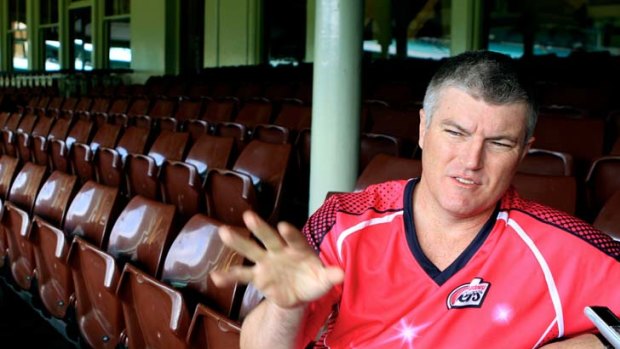 In the pink &#8230; Stuart MacGill sports the Sydney Sixers' colours.