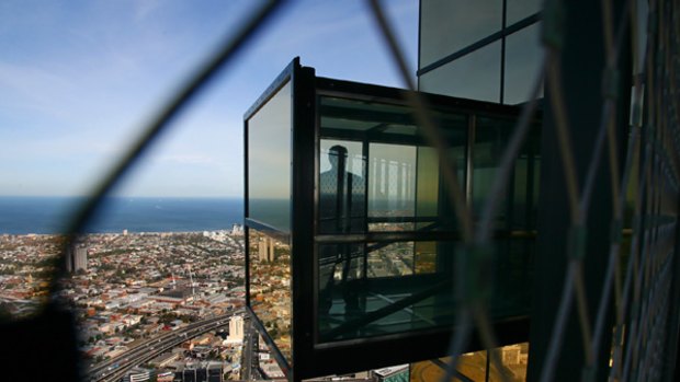 The world-first 'The Edge' at Eureka Skydeck overlooks Melbourne.