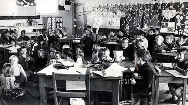 All together now &#8230; 80 children cram into one classroom at Villawood Public School in 1969.