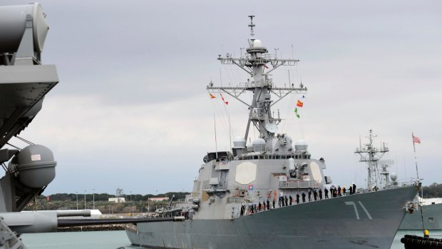 The Arleigh Burke-class guided-missile destroyer USS Ross. The United States fired a barrage of cruise missiles into Syria on Thursday night.