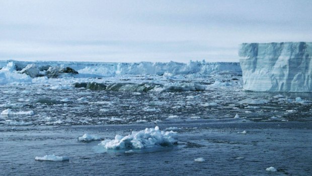 Part of the LarsonB shelf in Antarctica, disintegrating rapidly.