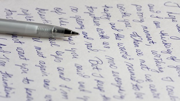 A handwritten letter with a silver ballpoint pen. Karen Hardy laments the lost art.