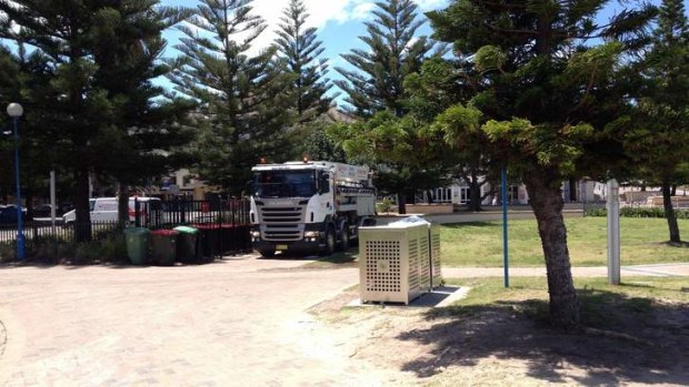 Smelly: Trucks pump out the Coogee sewerage pits.