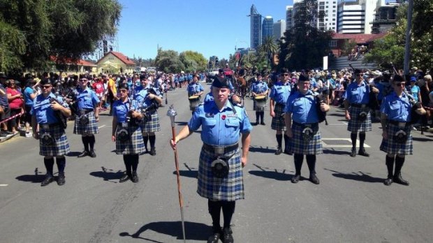The WA Police Pipe Band performed for 600,000 people at The Giants.
