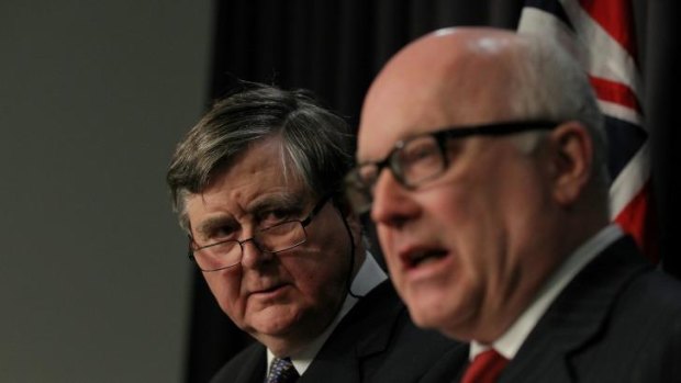 Former ASIO chief David Irvine and Attorney-General George Brandis unveiled the laws in July.