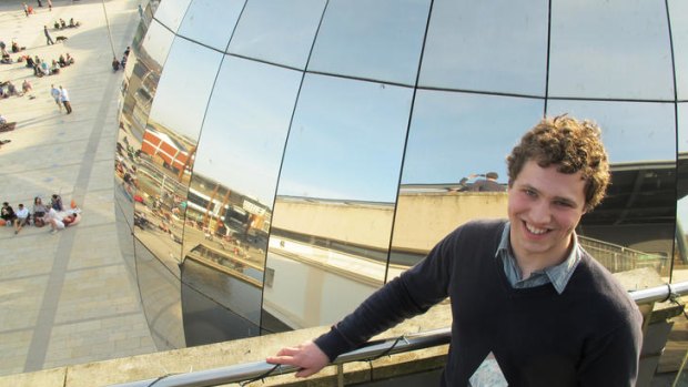 Cambridge University student and UK Cyber Security Champion Jonathan Millican poses with his trophy at the Science Museum in Bristol, England on March 11, 2012.