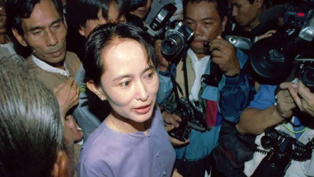 Burmese dissident leader Aung San Suu  Kyi, photographed in freedom in 1995.