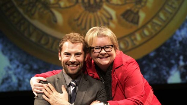 Dan MacPherson and Magda Szubanski on the Melbourne set of "8 The Play"