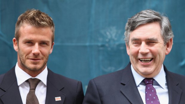 Best and worst ... David Beckham and British Prime Minister Gordon Brown.