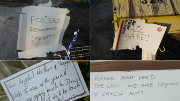 Messages on mailboxes are becoming a tool of crisis management, of personal communication and sardonic humour in the fire zones.