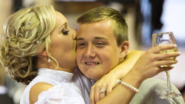 awesville mum Danielle Edwards and her son Terry Scott at her wedding. Terry took his own life almost two years ago. 