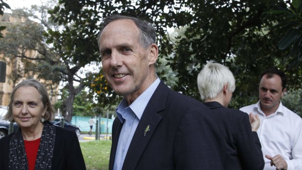 Bob Brown with Senator Lee Rhiannon, left, in Sydney in 2011.