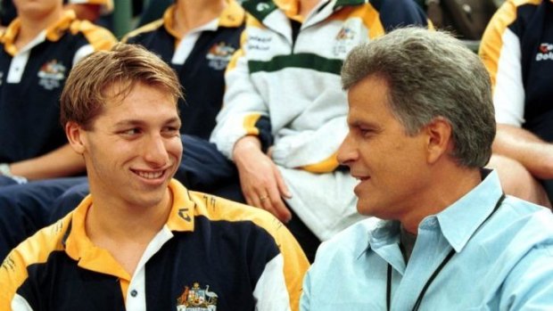 Coming out earlier would have helped: Ian Thorpe with Mark Spitz.