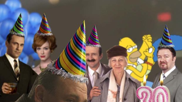 Influential ... clockwise from main: <em>The Sopranos, Mad Men, Mother and Son, The Simpsons and The Office</em>.