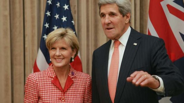 Talks: Julie Bishop meeting John Kerry.