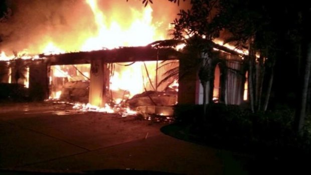Flames engulf the Florida mansion owned by the former tennis star.