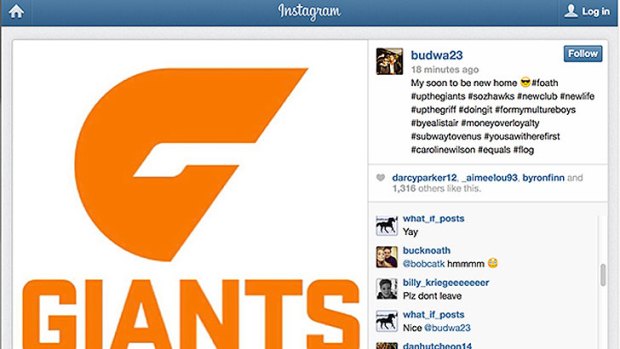 A screengrab from Lance Franklin's hacked Instagram account.