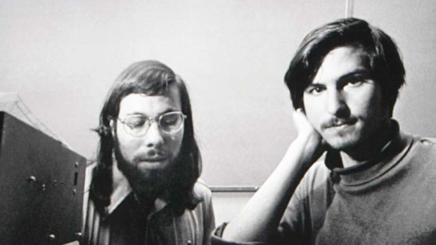Steve Jobs, right, and Steve Wozniak with Apple I.