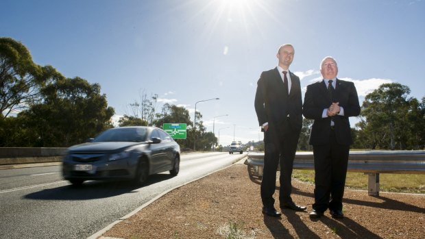 Chief Minister Andrew Barr and Roads Minister Mick Gentleman announce funding for Ashley Drive duplication works.