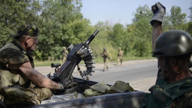 Members of Ukrainian self-defence battalion "Donbass" near the town of Pervomaysk on Thursday.