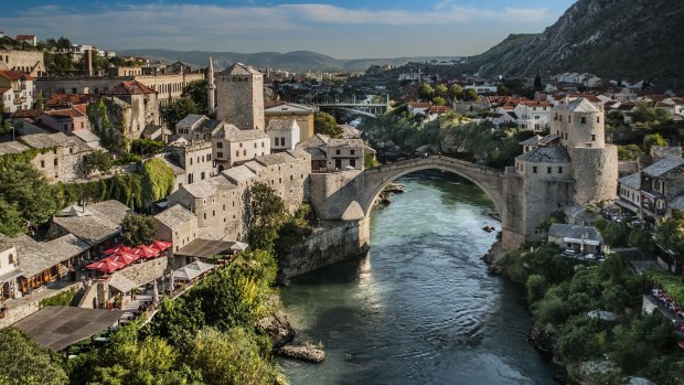 Replica: The Old Bridge of Mostar, built in 1566, was destroyed in 1993. The New Old Bridge, as it is known, was completed in 2004.