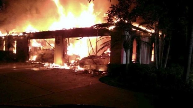 Flames engulf the Florida mansion owned by former tennis star James Blake.