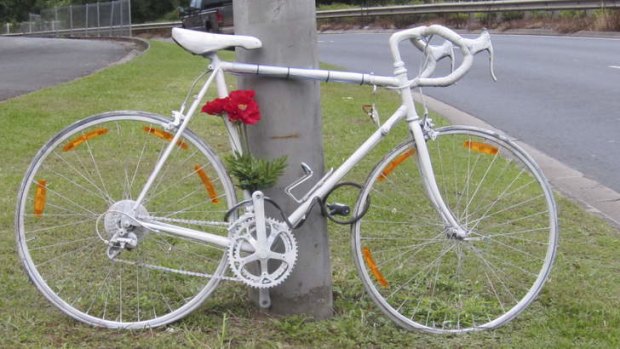A "ghost bicycle" marking where 25-year-old Richard Pollett was killed.